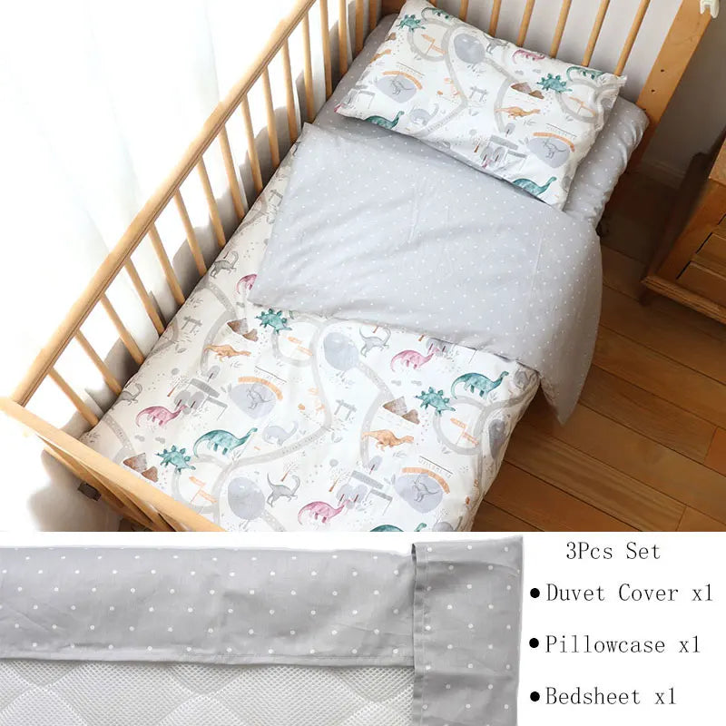 3Pcs Baby Bedding Set For Newborns Star Pattern Kid Bed Linen For Boy Pure Cotton Woven Crib Bedding Duvet Cover Pillocase Sheet