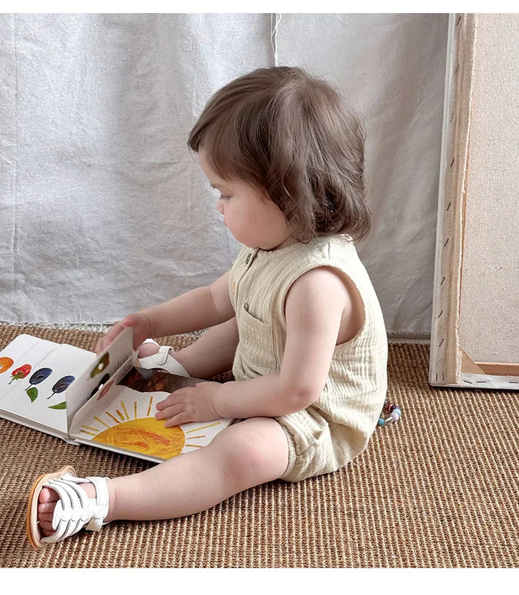 Baby Boy Girl Bodysuit Sleeveless Cotton Linen Romper Newborn Jumpsuit One Piece Baby Clothes/Outfits 0-24 Months