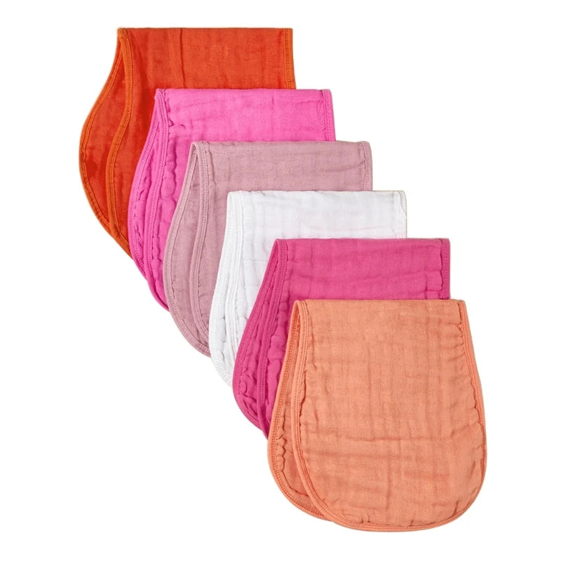 6Pcs/set Baby Bibs Six Layer Gauzes Burp Cloths for Babies with Hourglass Design