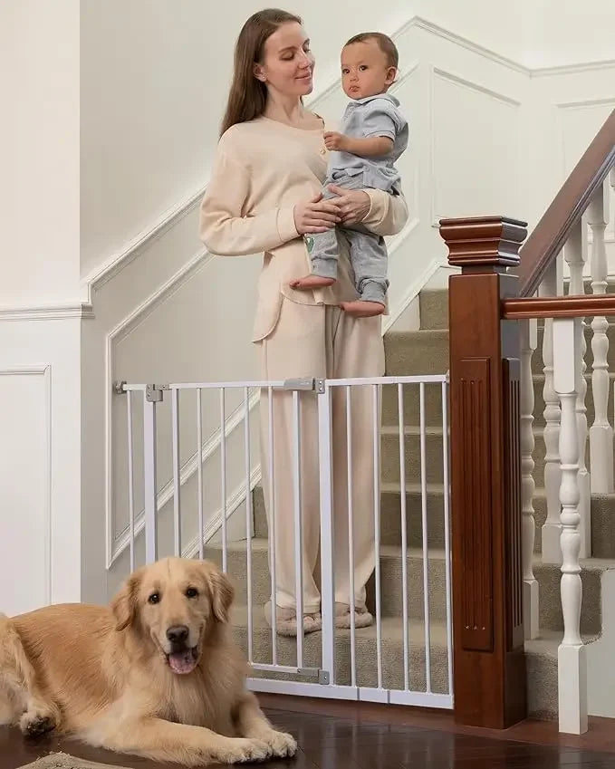 28.9-42.1" Wide Baby Gate for Stairs, 30" Tall Dog Gates for Doorways Expandable One-Hand Open