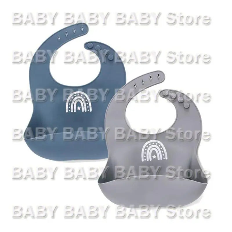 Q81A 2 Pcs Baby Silicone Waterproof Bibs Newborn Boys Girls Saliva Towel