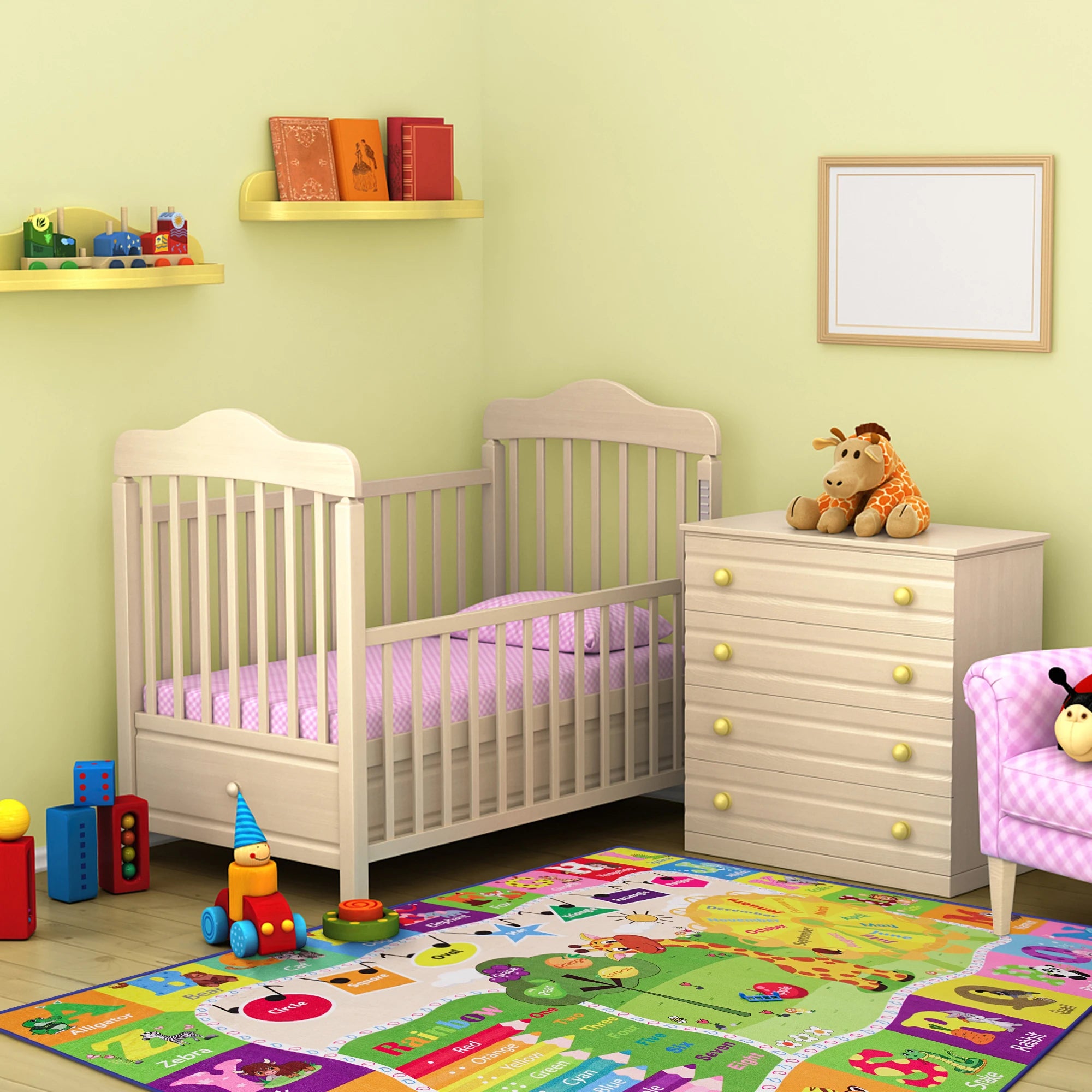 Large Children's Play Mat Children's Bedroom Giraffe Animal Carpet Boys Kindergarten Room Decorative Carpet Letters Carpet