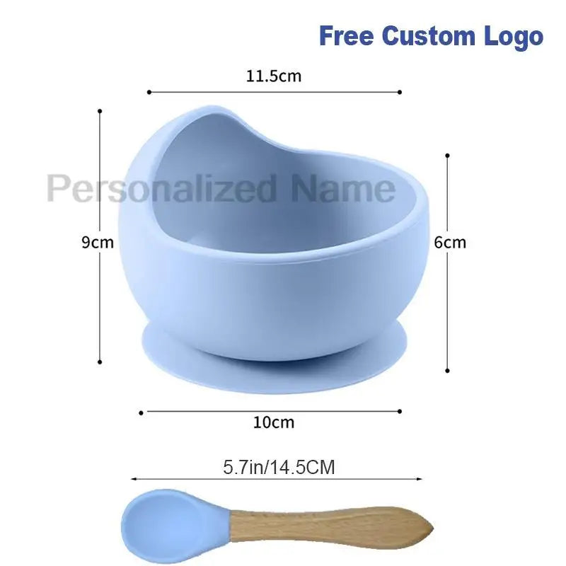 Free custom logo 2 Pcs Baby Spoon Bowls Silicone Stay up Food Bowl for Kids and Toddlers with Improved Super Suction Base Gift