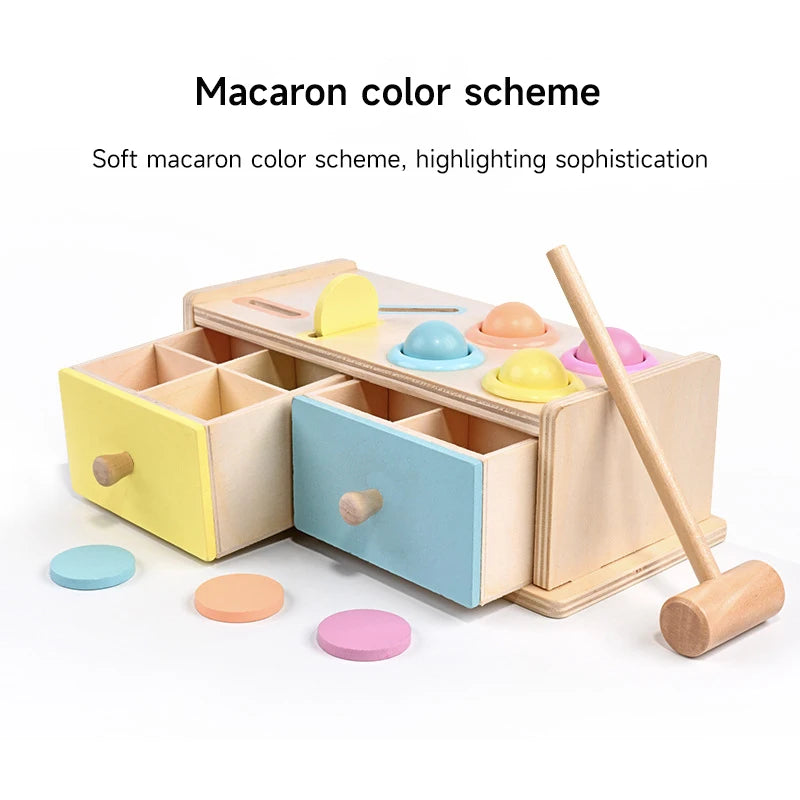 Montessori Wooden Multifunction Toys Color Spinning Coin Box Wooden Toys Children Puzzle Sensory Early Education Game Toys Gift
