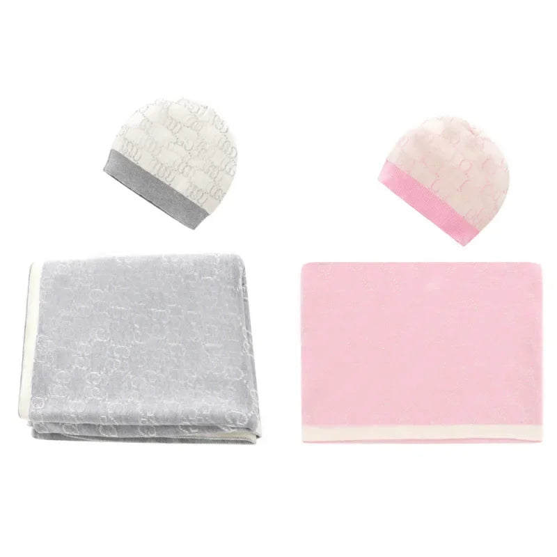 Baby Blanket & Swaddling Thick Knit Jacquard Soft Skin Outdoor Windproof Warm Hat Baby Stroller Air Conditioning Cotton Quilt