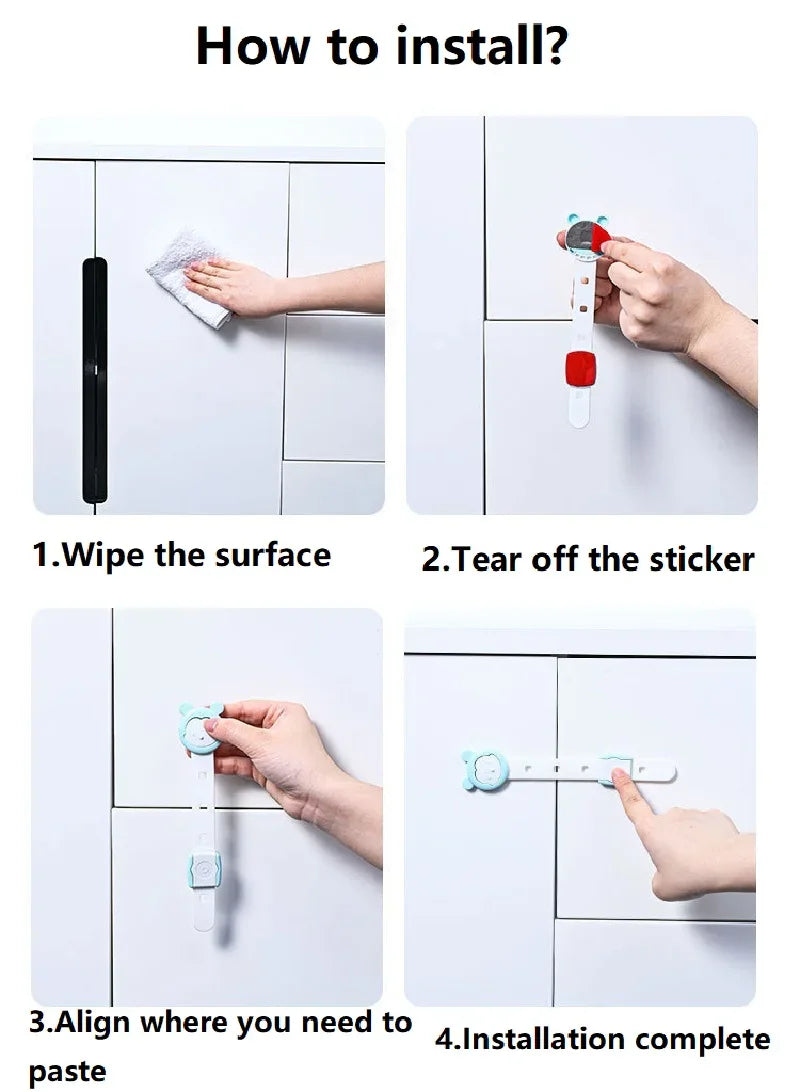 5Pcs Adjustable Child Safety Cabinet Locks for Refrigerators, Drawers, Toilets