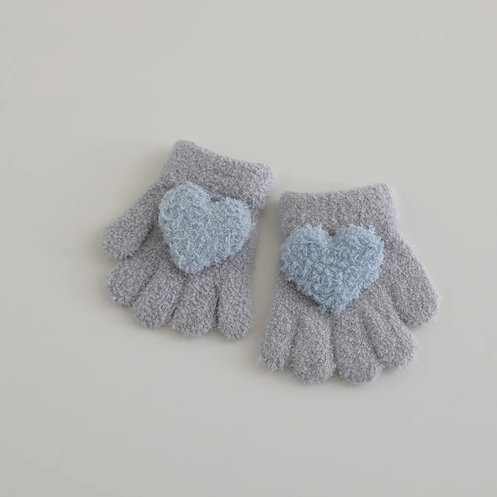 Autumn Winter Warm Thicken Girls Pink Gloves Baby Riding Cute Gloves Kid Kindergarten Five Fingers Gloves 1-3Y