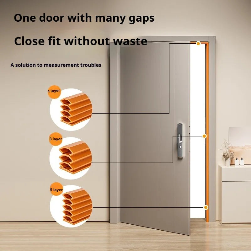 1-4Pcs Door Sealing Strip 6M TPE Self-adhesive Adjustable Size Window Gap Weather Stripping Multi-layer Seal Soundproof Strip
