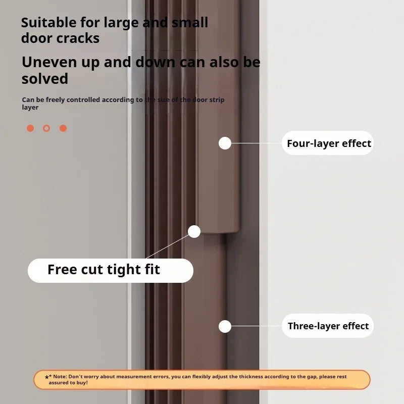 6M Tearable Weather Strip Anti-theft Door Multi-layer Windproof Dust-proof Self-adhesive Sound Insulation Window Gap Seal Strip