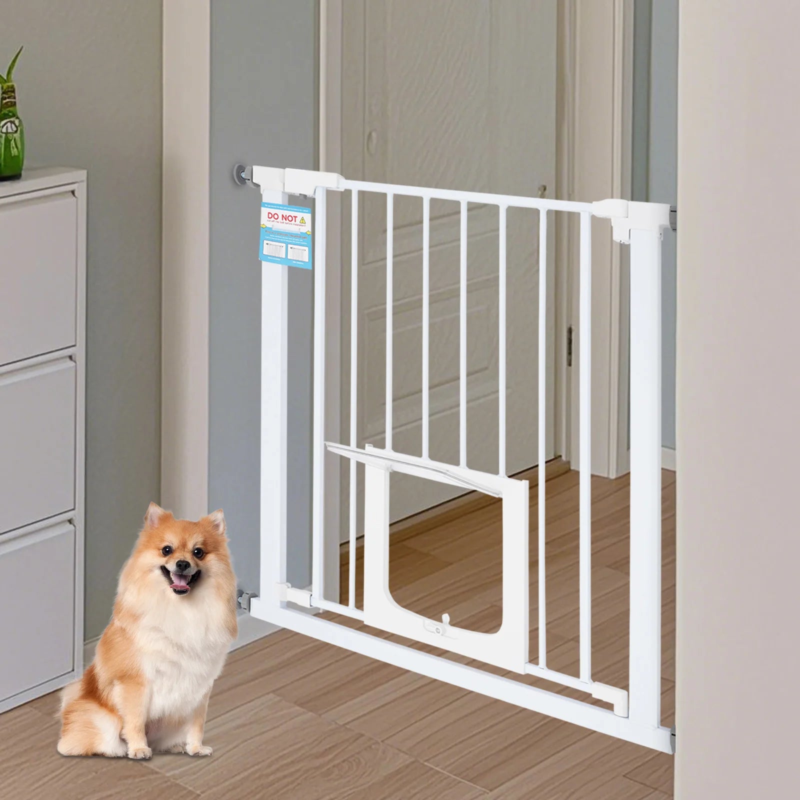 Baby Safety Gate with Small Pet Door, Baby Safety Gate Guardrail, Mounted Barrier for Stairs, Doorways, Hallways
