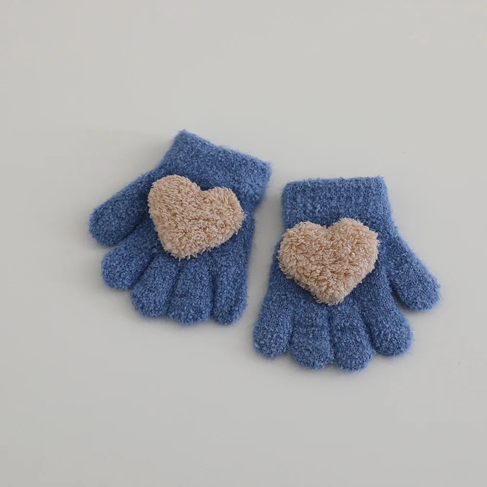 Autumn Winter Warm Thicken Girls Pink Gloves Baby Riding Cute Gloves Kid Kindergarten Five Fingers Gloves 1-3Y