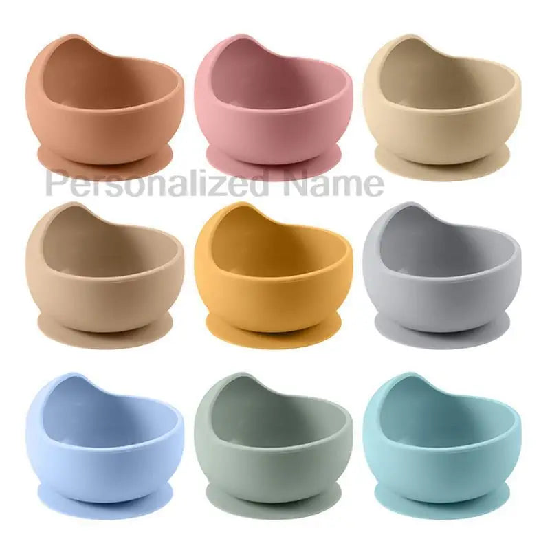 Free custom logo 2 Pcs Baby Spoon Bowls Silicone Stay up Food Bowl for Kids and Toddlers with Improved Super Suction Base Gift
