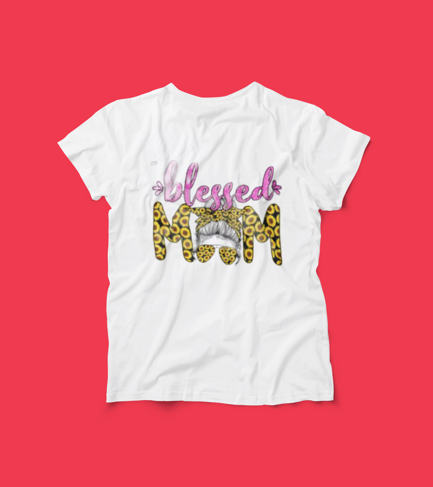 Blessed Mom T-Shirt – Leopard Print Hair Bun Graphic Tee – Yellow Cute Gift for Moms – Messy Bun Sunglasses Shirt