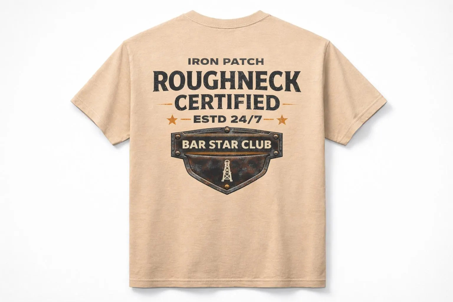 Roughneck Certified Oilfield Work Tee – Iron Patch Co Heavy Duty Shirt