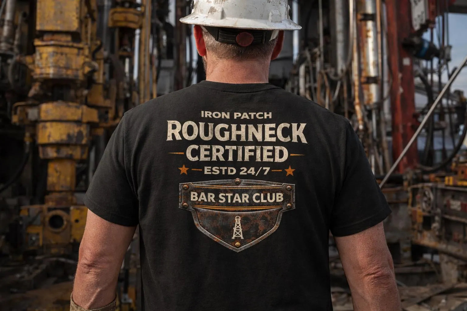 Roughneck Certified Oilfield Work Tee – Iron Patch Co Heavy Duty Shirt