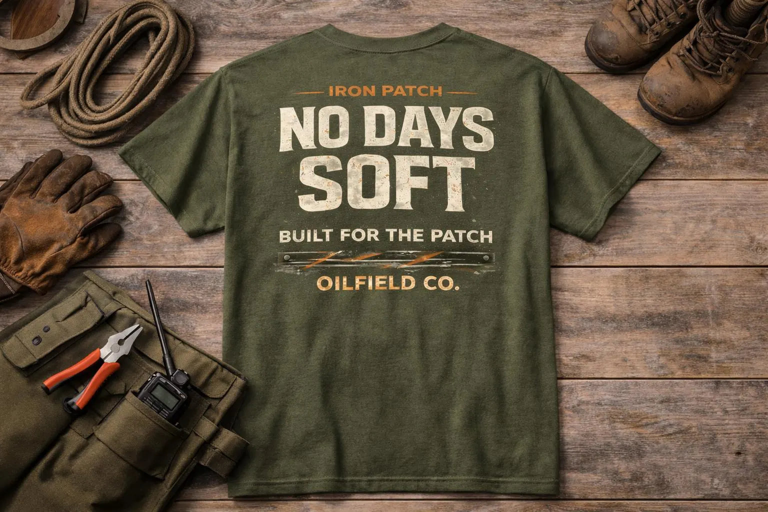 No Days Soft Oilfield T-Shirt – Iron Patch Co Work Tee – Heavy Duty Gildan Shirt